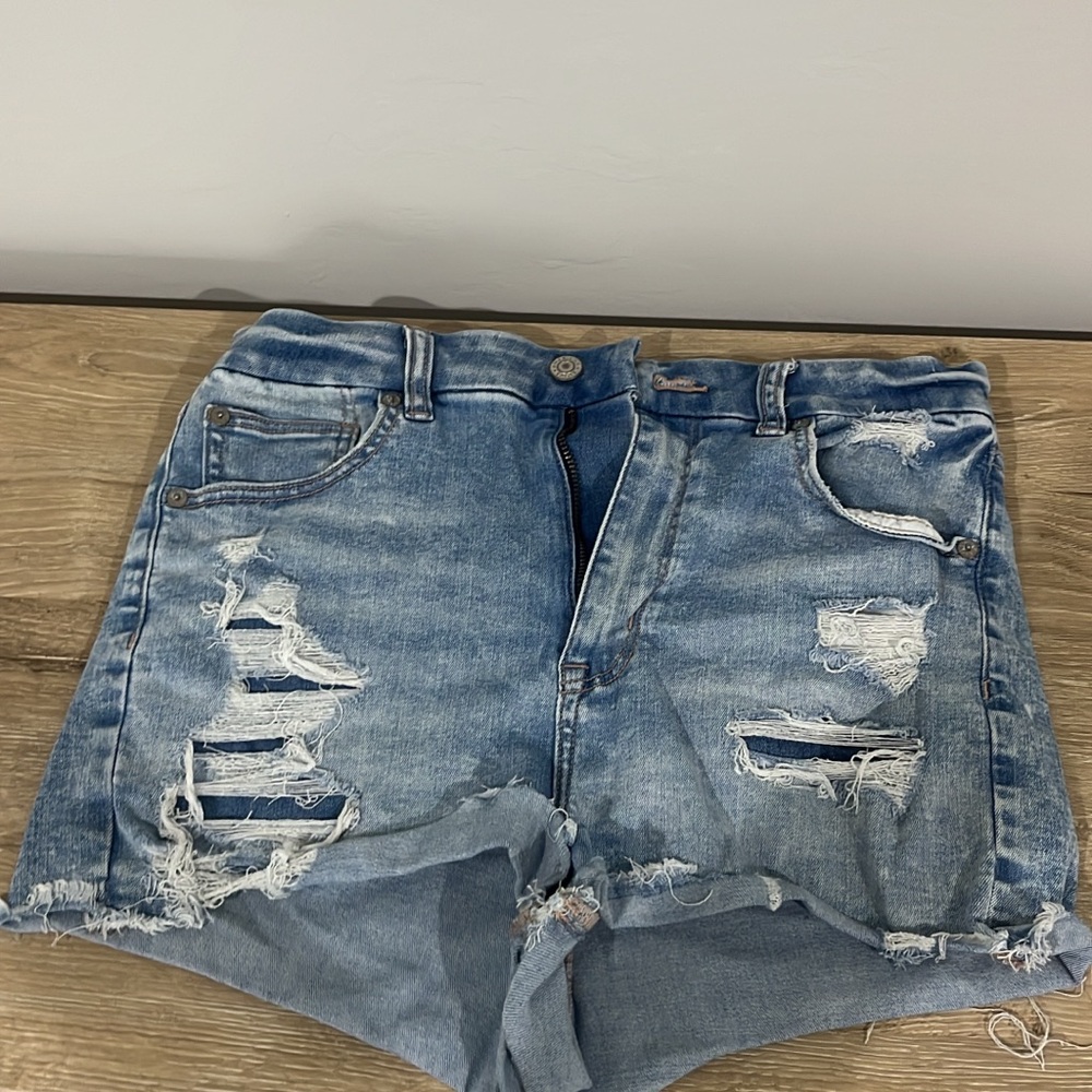 American Eagle Outfitters Blue Distressed Jean Shorts